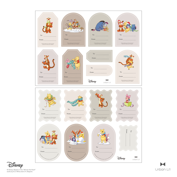 Winter Joy with Winnie the Pooh Gift Tag Stickers