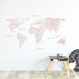 Watercolour World Map Fabric Decal